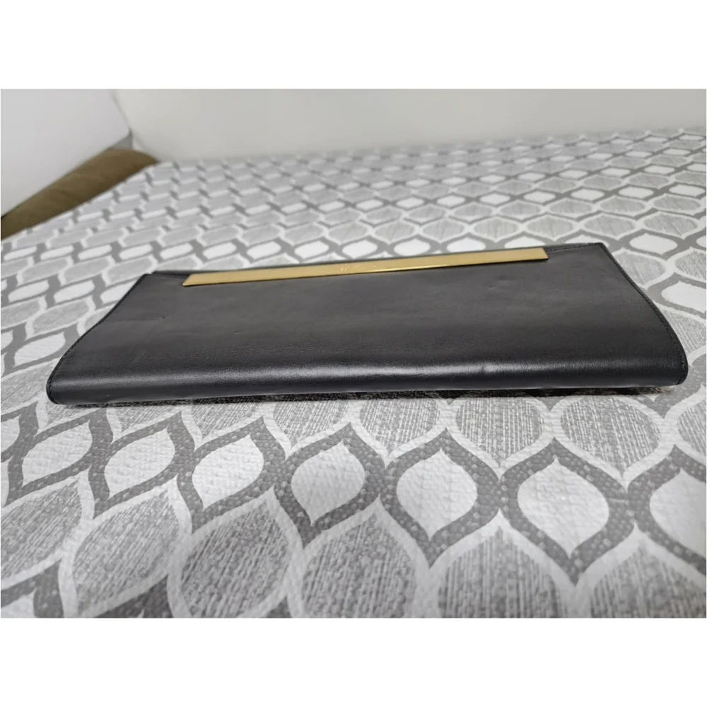 YVES SAINT LAURENT Smooth Calfskin Leather Lutetia Flap Clutch Bag Black - Picture 9 of 12